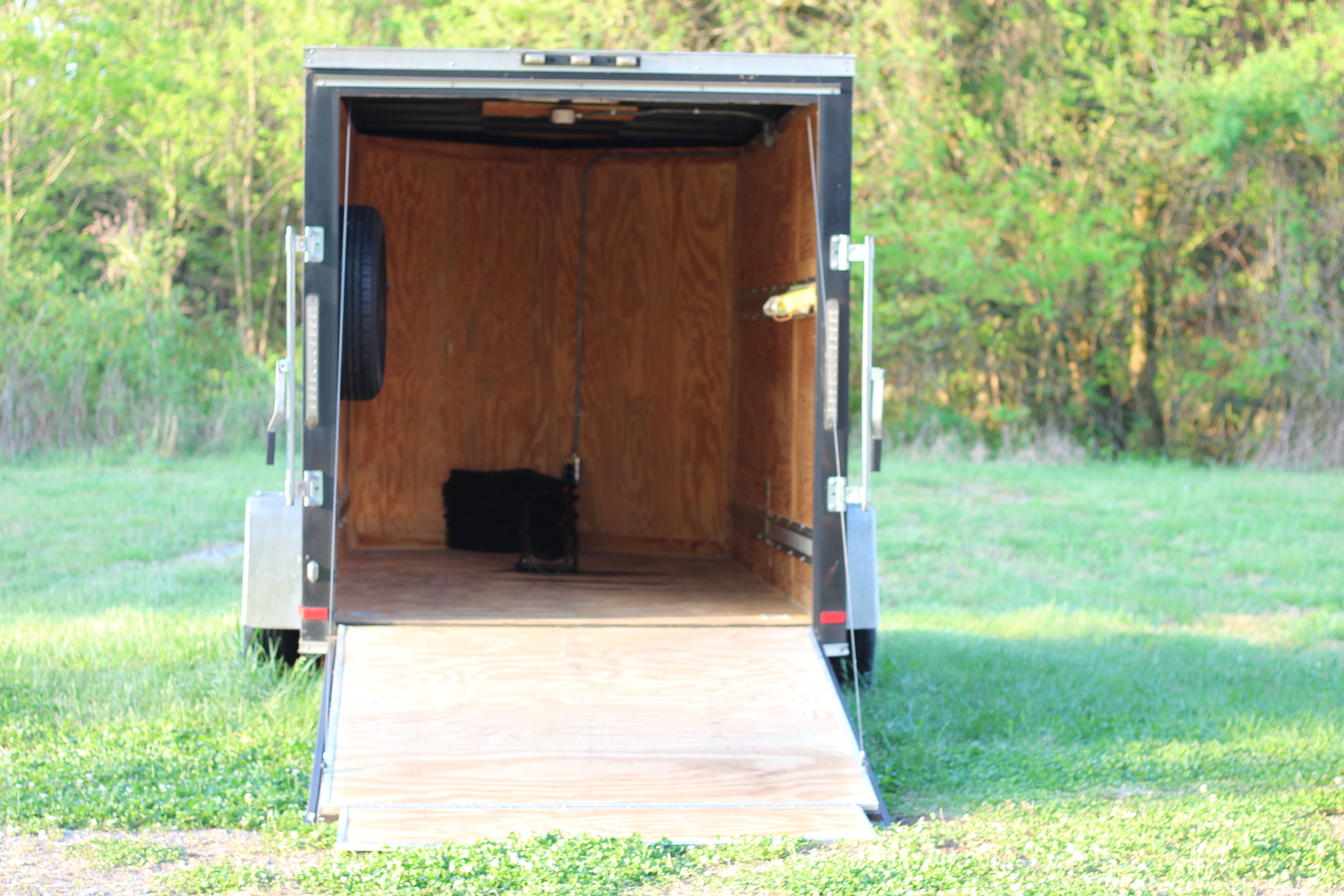 6x12 SA001 — fold-down ramp door lowered for loading