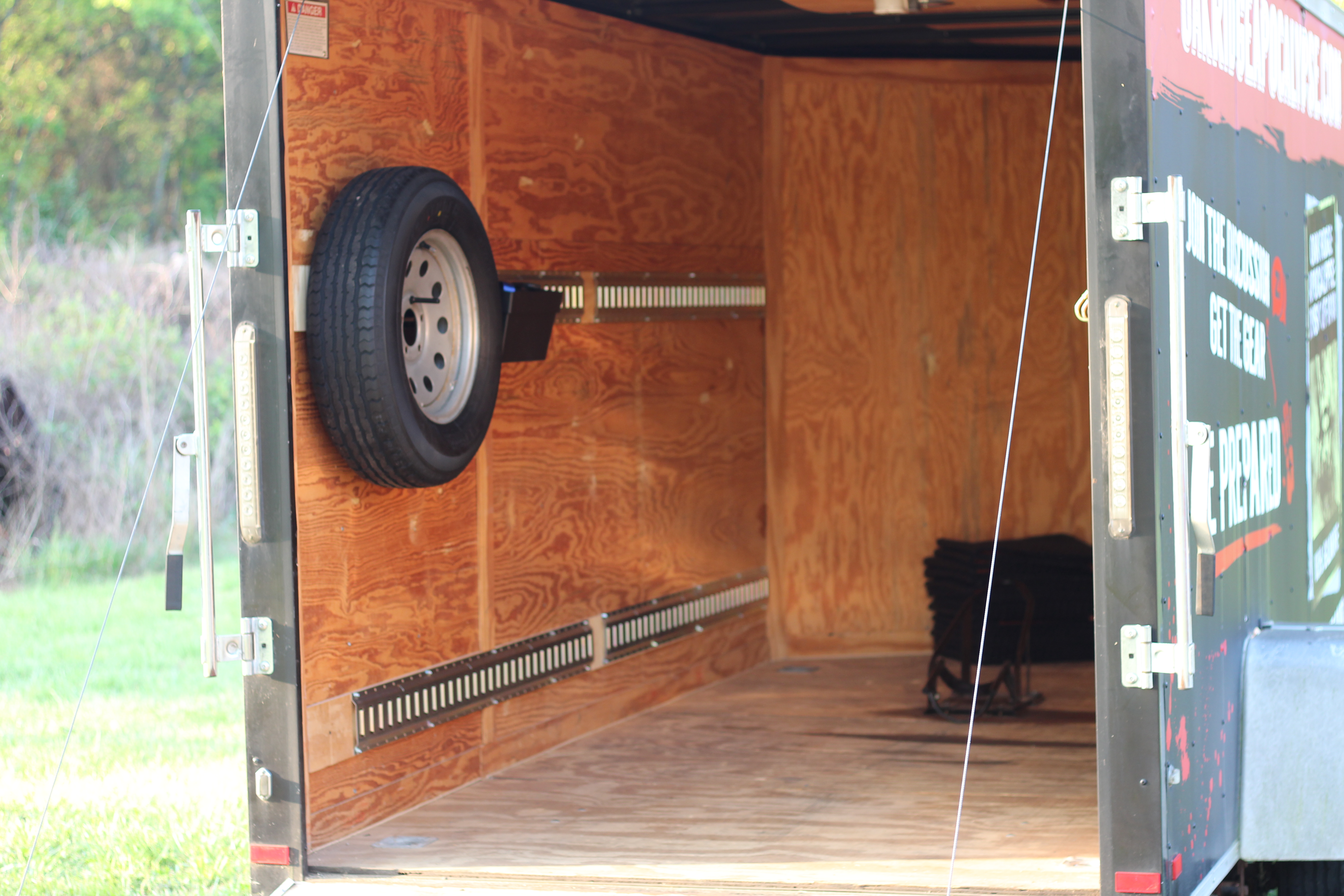 6x12 SA001 — interior view from rear with doors swung open